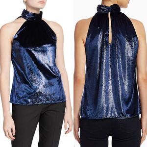 Ramy Brook Pam Shiny Velvet Halter Top M NWT $295